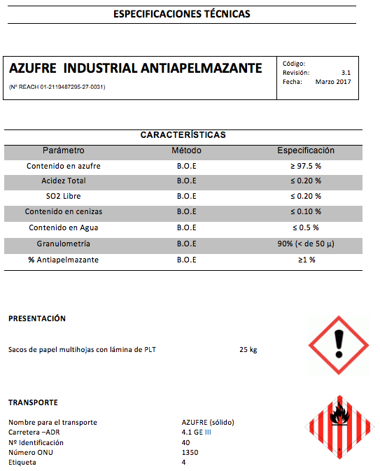 Anti-peeling industrial com enxofre - Productos AJF